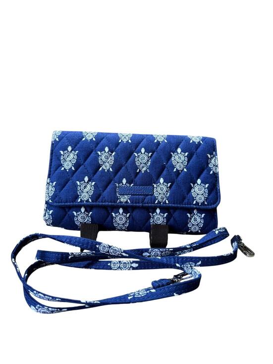 Vera Bradley Handbags - Vera Bradley Quilted Blue Crossbody Wallet with Turtle Print